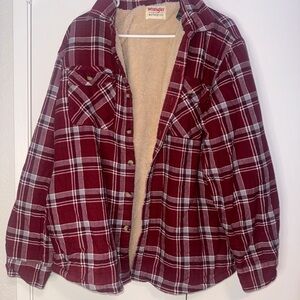 Wrangler Burgundy Plaid Sherpa Jacket